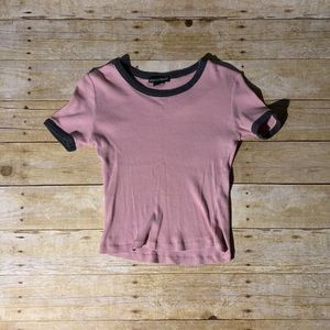 Baby Pink Ribbed Crop Top